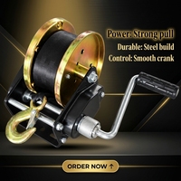 Treuil manuel miniature de 2500 lb avec frein automatique, construction en acier, pour levage de chantier et utilisation marine