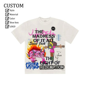 Diseño personalizado de los hombres de la camiseta Vintage para hombre Unisex puro algodón lavado de alta resistencia con estampado desgastado de manga corta - Product Image 5