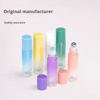 Flacon cylindrique en verre à bille, gravé à l'acide, dégradé de couleurs, diffuseur à roseaux, revêtement UV, 10 ml, pour huiles essentielles et parfums