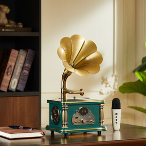 Retro Multi Function Portable Gramophone Speaker With FM Radio For Home Car Use <b>USB</b> TF Card Slot Plastic Material - Product Image 2