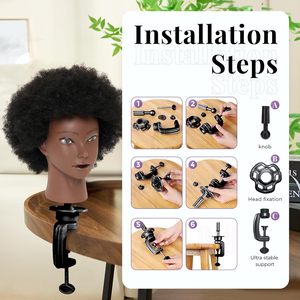 Phi mannequin head100 % tóc con người xoăn thẩm mỹ manican với đứng hiển thị thực hành bện tạo kiểu tóc đào tạo đầu - Product Image 4
