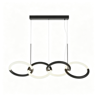 Lampu Gantung Cincin Hitam Modern, Lampu Chandelier LED Lingkaran Bersambung untuk Ruang Makan, Ruang Tamu & Foyer