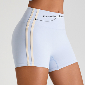 Pantalones cortos de Yoga de cintura alta para mujer con colores de contraste personalizados Levantamiento de cadera Mujeres Gimnasio Fitness Booty Yoga Shorts para niña - Product Image 1