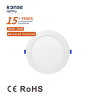 Plafonnier LED encastré RONSE moderne, commercial, blanc, rond, en aluminium, ultra-fin, 5 CCT, dimmable, avec boîte de jonction