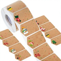 Rouleau d'autocollants adhésifs en papier kraft de Noël, étiquettes personnalisées imperméables pour étiquettes cadeaux, emballage de bouteilles