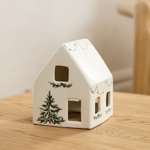 Bulk Cheap White Porcelain Hanging <strong>Christmas</strong> <strong>Village</strong> <strong>House</strong> Ornament Candle Holder Tabletop - Product Image 3