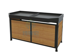 <span class=keywords><strong>Estante</strong></span> de Exhibición de Verduras de Doble Cara, Metálico y de <span class=keywords><strong>Madera</strong></span>, para Tiendas de Frutas y Verduras Frescas - Product Image 4