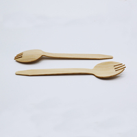 Ecologisch verantwoorde, wegwerp bamboe spork, FDA LFGB goedgekeurd, biologisch afbreekbare bamboe vork-lepel combinatie voor feestjes