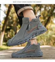 Zapatos Deportivos Casuales de Hombre, Estilo Slip-On, de Caña Alta, para Primavera, Verano y Otoño, Antideslizantes, Resistentes al Desgaste, a la Moda, Botines Cortos