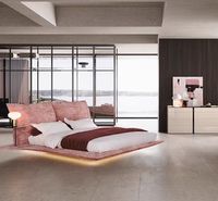 Italienisches Minimalistisches Modernes Luxus-Kreativdesign Schwebendes Bett Blütenblatt-Hauptbett Weiches Polster Mädchen Rosa Doppelbett