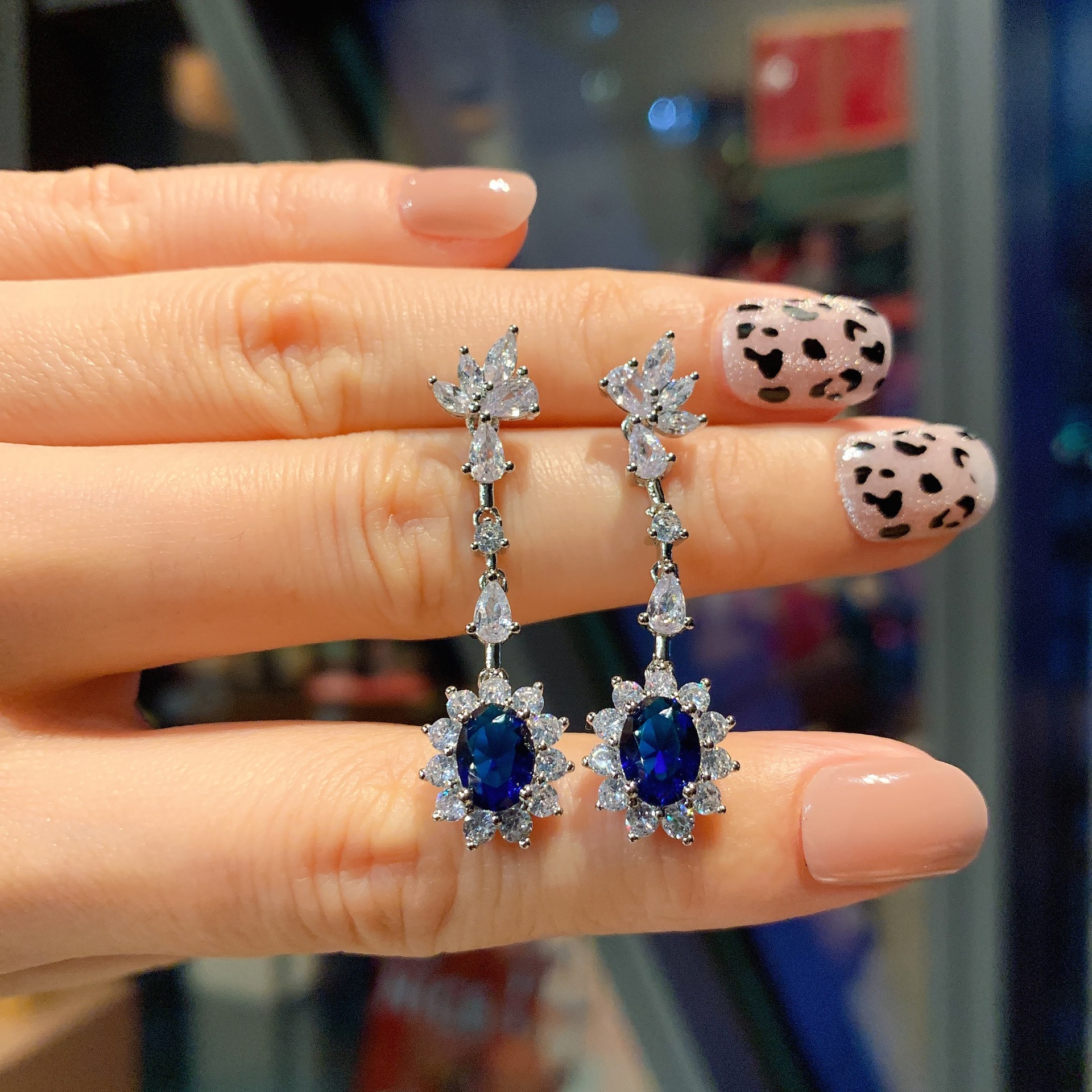 Pendientes de cristal azul