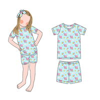 Vente en gros tissu bambou pyjama deux pièces manches courtes et short pour filles, tenue quotidienne, vêtements confortables pour la maison