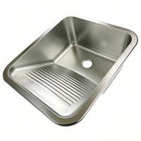 Évier de buanderie carré en acier inoxydable Cuba Inox 45x45 avec égouttoir pour le lavage des vêtements à la main