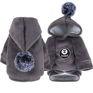 <b>Hooded</b> Sweater <b>Dog</b> Clothes Velvet Thickened Two-leg Sweater Pet Clothing Factory Wholesale Gold Cartoon Winter Clothes for Women - Product Image 2