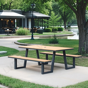 Outdoor Dining <strong>Table</strong> Sets 4-6 Persons WPC Picnic <strong>Table</strong> and Bench Seat for Restaurant <strong>Canteen</strong> &amp; Food Courts Use - Product Image 2