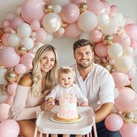 Kit d'arche de ballons rose, beige, blanc, pastel clair, chrome, or, en caoutchouc, avec avertissement de risque d'étouffement, pour fiançailles, mariage, fête nuptiale