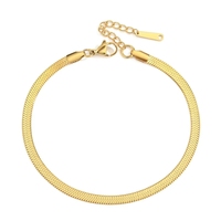 Tobillera de Plata de Diseño Moderno de 3/4 mm, Joyería de Acero Inoxidable, Cadena Plana Tipo Serpiente para el Pie