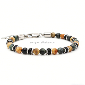 Pulsera de Cuentas de Ágata Negra Facetada de 6 mm para Hombre, Piedra Natural, Cadena de Acero Inoxidable Ajustable, Joyería de Sanación Energética, Regalo - Product Image 3