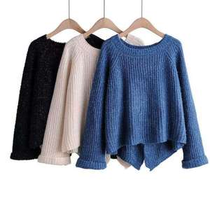 2024 estilo europeo y americano <span class=keywords><strong>cuello</strong></span> redondo manga larga rollo puños dobladillo decorativo mangas divididas suéter suelto ropa de <span class=keywords><strong>mujer</strong></span> - Product Image 1