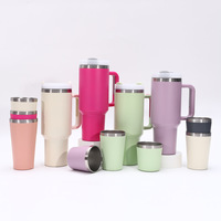 Ensemble cadeau de 5 mugs à bière brésiliens isothermes en acier inoxydable de 40 oz de deuxième génération avec poignée et impression par sublimation