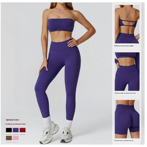 ชุดโยคะ JLM แบบไร้รอยต่อ ดีไซน์เว้าหลังสวย ทรงเอวสูง ชุดเซ็ต 2 ชิ้น สำหรับวิ่งและเล่นกีฬา - Product Image 2