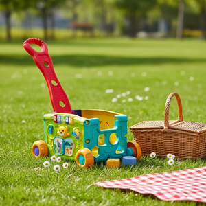 Porteur <span class=keywords><strong>musical</strong></span> électrique en plastique pour bébés, jouet d'éveil éducatif avec blocs <span class=keywords><strong>de</strong></span> construction et poignée d'apprentissage <span class=keywords><strong>de</strong></span> la <span class=keywords><strong>marche</strong></span> - Product Image 3