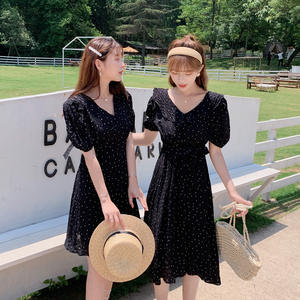 Le donne all'ingrosso vestono un comodo abito Casual scollo a v con scollo a v a vita sottile a vita sottile - Product Image 3