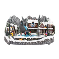 Noël nouveau lumineux musical résine grande maison patinoire pour enfants maison salon décoration artisanat européen