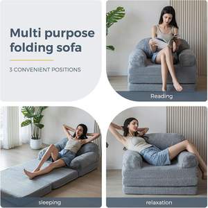 Salon chambre canapé et lit au <span class=keywords><strong>sol</strong></span> <span class=keywords><strong>matelas</strong></span> pliable modulaire 2 en 1 pouf géant canapé-lit pliant pour adulte - Product Image 2