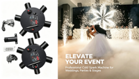 Système de Tir de Feux d'Artifice Froids Bride Pyrotechic à Télécommande Sans Fil, 6 ou 12 Canaux, avec Batterie Rechargeable et Roue de Rotation Unique Effet Moulin à Vent