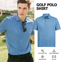 Polo de golf personnalisé pour homme, bleu, imprimé texturé, manches courtes, respirant, vêtements de sport performants pour les loisirs en plein air