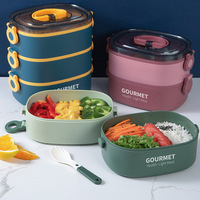 Boîte à lunch en acier inoxydable 304, 3 couches, portable, boîte à lunch bento pour adultes, récipient alimentaire chauffable, boîtes de rangement pour le travail, l'école