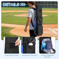 Bolsa para Bates de Béisbol con Capacidad para 6 Bates, Impermeable, Gran Capacidad, con Gancho para Colgar en la Cerca, Correas de Hombro Ajustables, Oxford