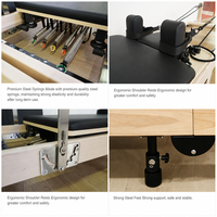 Reformer de Pilates professionnel pliable en bois avec pieds en acier, machine de Pilates en bois d'érable massif pour la maison et le studio