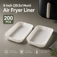 [Vente directe usine] 200 feuilles de papier sulfurisé blanc jetable de 8 pouces pour friteuse à air - Antiadhésif 38 g/m² pour Ninja Foodi