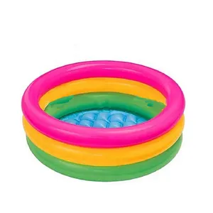 Piscina inflable de tres anillos para bebé, colorida y brillante