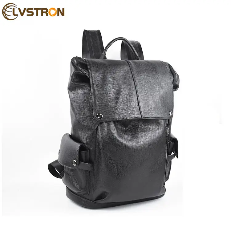 custom design Grain Crazy Horse Genuine Leather laptop waterproof backpack Men laptop storage bag
