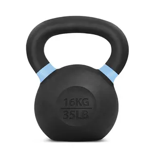 Alta Qualidade Pesos Livres Chaleira Bell Home Gym Equipamento 4-48kg Pó Preto Revestido Ferro Fundido Kettlebell