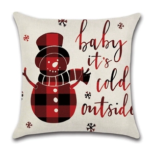 Housse de coussin de Noël avec motif bonhomme de neige et carreaux rouges, décoration chaleureuse pour la maison, idéale pour canapé et chambre - Product Image 5