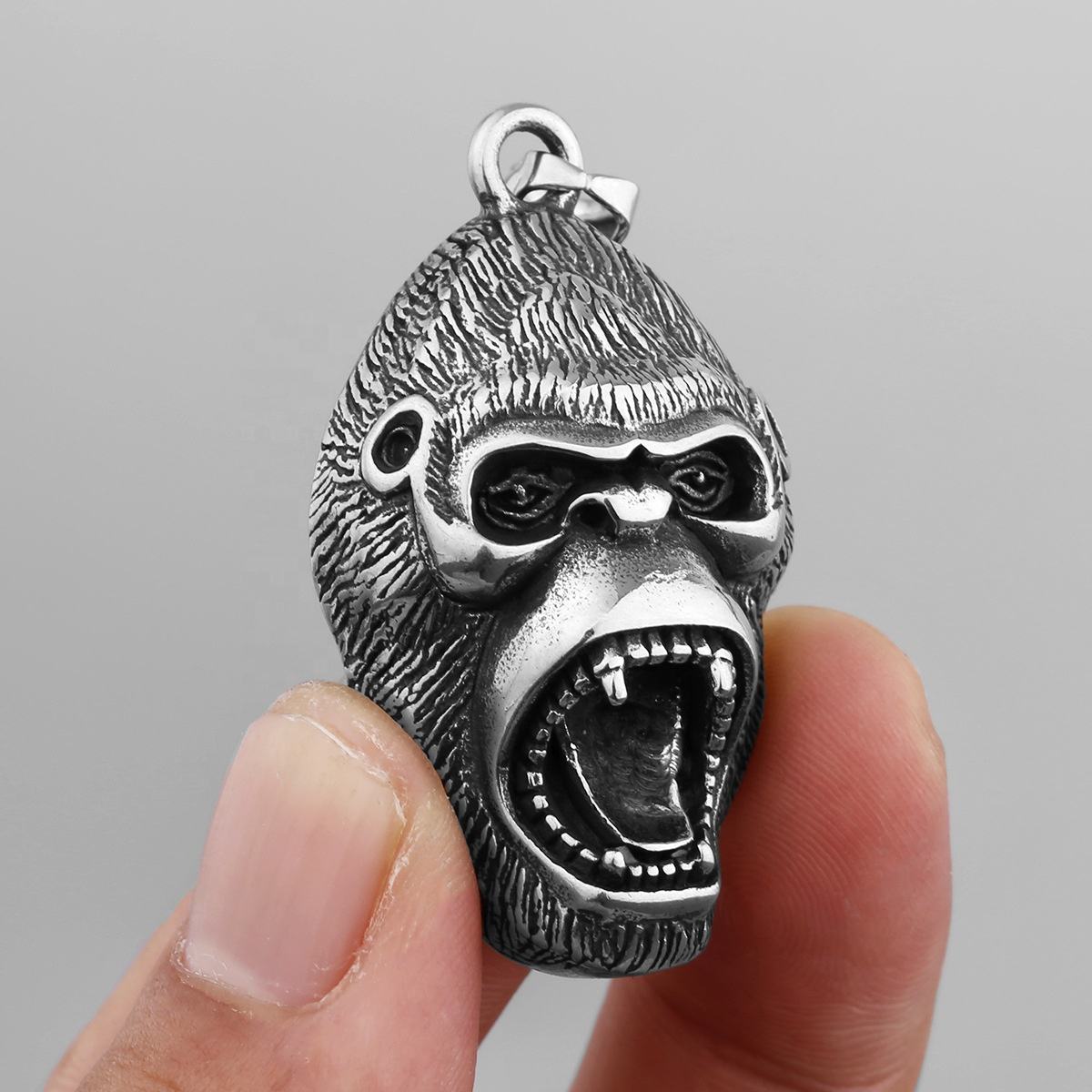 MECYLIFE Punk Animal Necklace Orangutan Pendant Stainless Steel