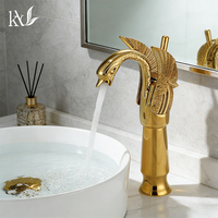 Robinet de lavabo commercial en laiton pour hôtel, haut, à bec de cygne, monocommande, à poser sur le comptoir, mitigeur avec cartouche céramique pour lavabo de salle de bain
