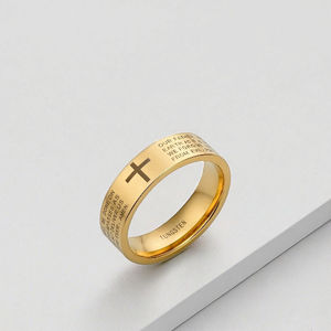 Anello da Uomo in Tungsteno Placcato Oro a Prezzo Conveniente, <span class=keywords><strong>Anelli</strong></span> con Preghiera del <span class=keywords><strong>Signore</strong></span> - Product Image 3