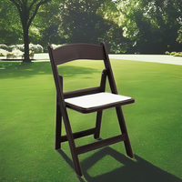 Table et chaises pliantes de jardin en plastique blanc et brun moderne, durables, empilables, pour l'extérieur, les hôtels, les fêtes