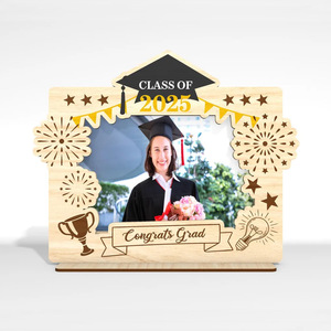 Cadre photo de graduation personnalisé Cadeau amusant Décoration de la maison Ornements Artisanat en bois - Product Image 4