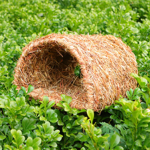 Lit pour animaux de compagnie en paille tressée fait main, rond, moyen, écologique, pour chats, lapins, hamsters, style nid d'oiseau - Product Image 1