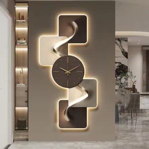 Nouvelle Collection 2025 : Tableau Décoratif Moderne <span class=keywords><strong>de</strong></span> Luxe en Aluminium Effet Aquarelle avec Horloge LED – Art Mural Abstrait à Cadre Métallique - Product Image 2