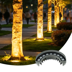 Lampe LED d'extérieur RGB IP65 AC/DC pour aménagement paysager, corps en aluminium, éclairage d'arbre en forme de palmier, projecteur avec capteur de lumière, intensité réglable pour jardin - Product Image 1
