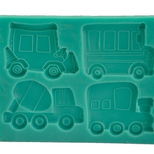Juego de moldes de silicona para vehículos: camión, tractor, autobús, tren para decoración de fondant y pasteles - Product Image 3