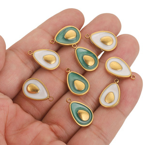 Breloque avocat en acier inoxydable plaqué or 18 carats PVD |   Pendentif en émail en forme de larme pour bracelet, collier, bijoux, accessoires de fabrication DIY - Product Image 2