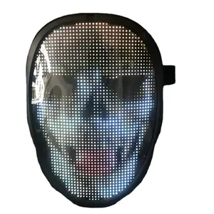 Latest Fancy Luminous Prop Face Change Full-Mask APP Control Multi Animations Changeable Face Shield Halloween Purge Light Mask